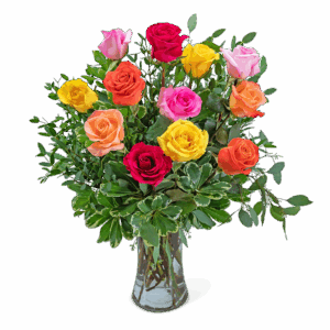 One Dozen Vibrant Roses